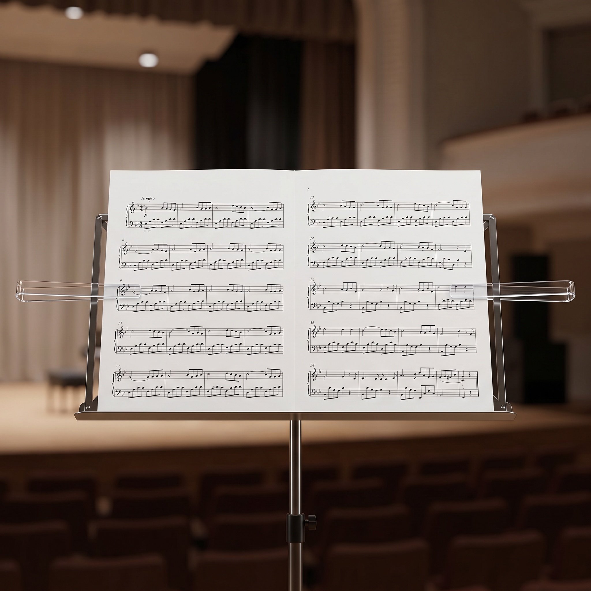 Clear Acrylic Book Stand Holder - 6組の透明アクリル製譜面台クリップ。楽譜や書籍を固定するための譜面台用ホルダー。ピアノ、ギター、バイオリンなどの楽器演奏や、屋外での練習に最適。