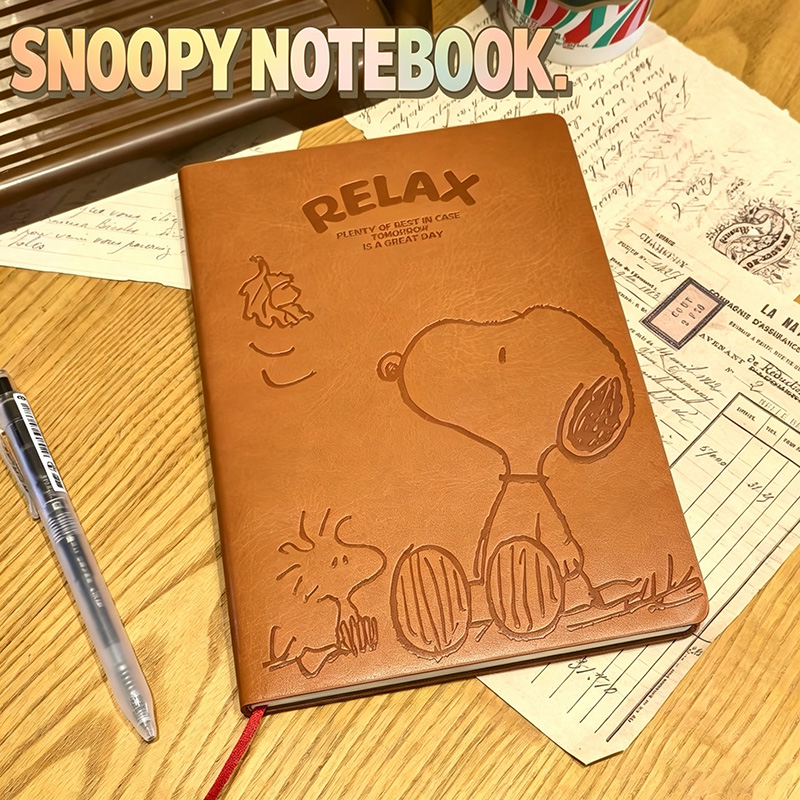 Vintage Leather Journal Notebook - ヴィンテージ スヌーピー A5 レザーノートブック かわいいエンボス加工カバー ジャーナル