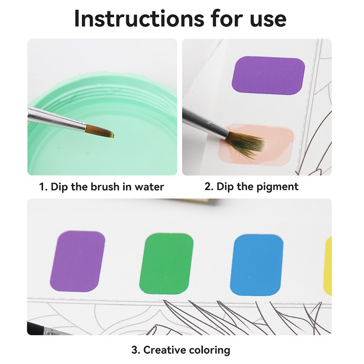 12 ページぬり絵ポータブル水彩画帳落書き絵本絵画描画おもち - Stationery Books のレビューと価格