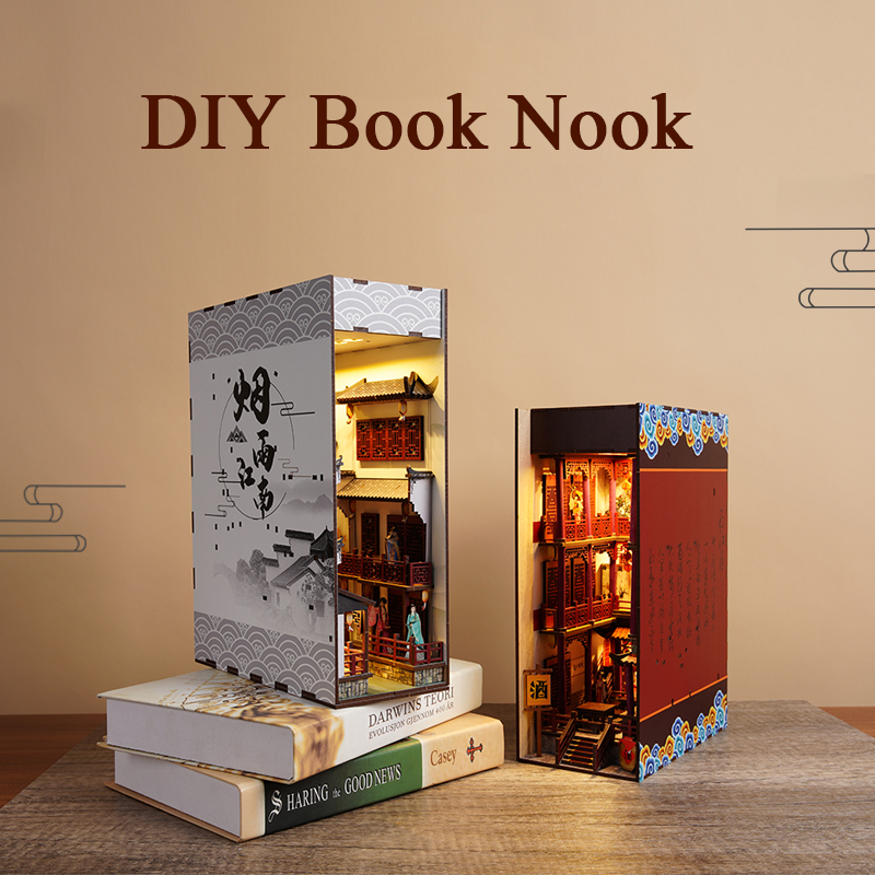 DIY ブックヌックインサートシェルフキット木製ミニチュアビ - Diy Wooden Book Nook Kit Shelf Insert のレビューと価格