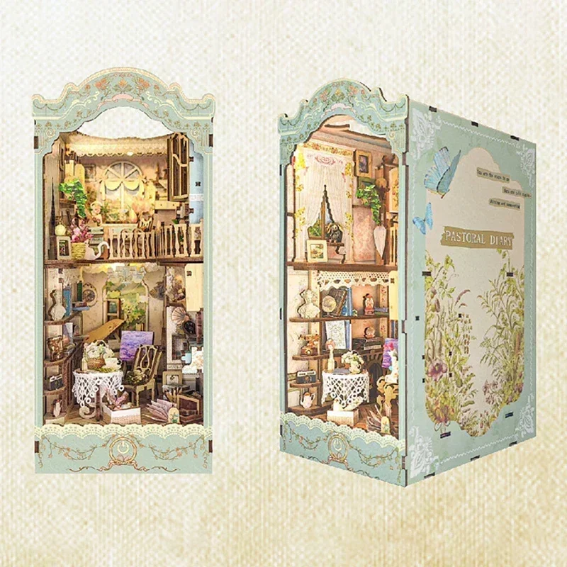 おとぎ話の街の本棚 森の家 DIY 木製ブックヌック シェル - Diy Wooden Book Nook Kit Shelf Insert のレビューと価格