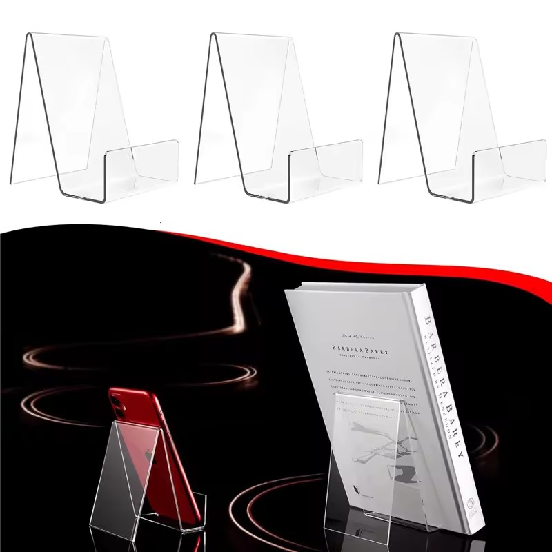 4個入りクリア調整可能ブックスタンド – 本、アート、写真用 - Clear Acrylic Book Stand Holder のレビューと価格