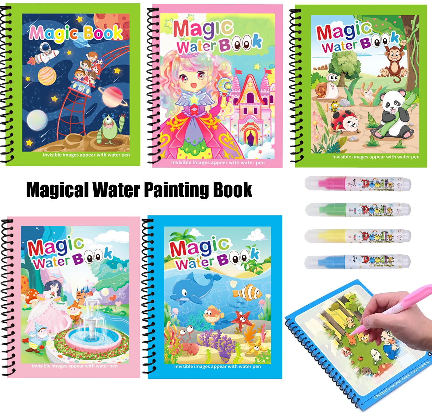 繰り返し使える塗り絵ブック。モンテッソーリ教育に基づいた塗り - Reusable Water Magic Coloring Book のレビューと価格