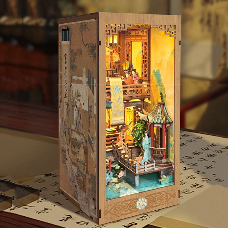 DIY木製ブックヌック棚インサートキット、宋王朝ブックエンド - Diy Wooden Book Nook Kit Shelf Insert のレビューと価格