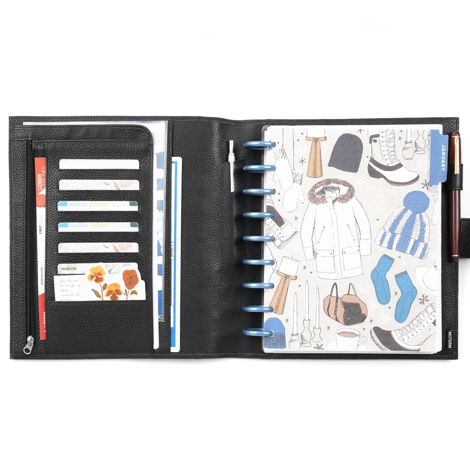 Moterm 本革ディスクバウンドプランナーカバー ハッピー - Vintage Leather Journal Notebook のレビューと価格